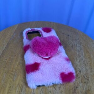 Love Heart Fur Snap-On Case Cover For iPhone 13 Pro Max, Pop Socket Included
